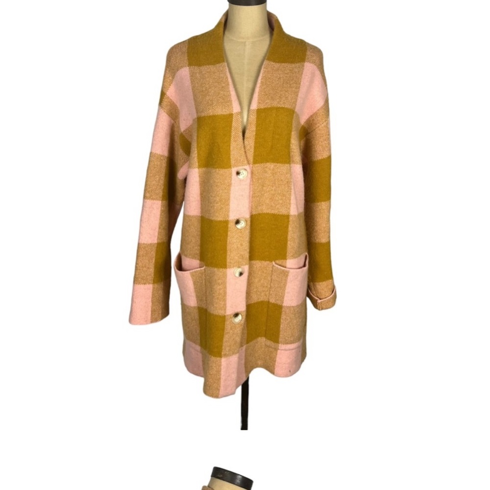 Plaid Women's Sweater - Pink and Tan